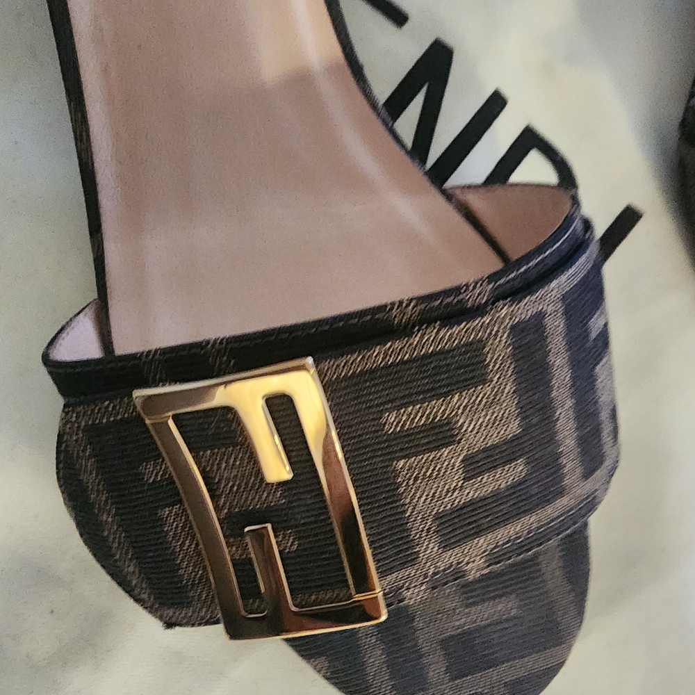 Fendi Gold and Black Luxury Sandals
